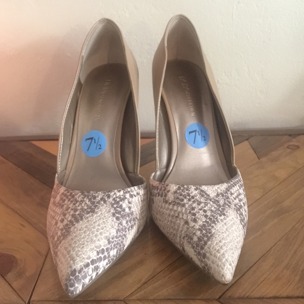 Nude/Snake Skin BCBG heels